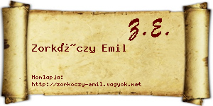 Zorkóczy Emil névjegykártya